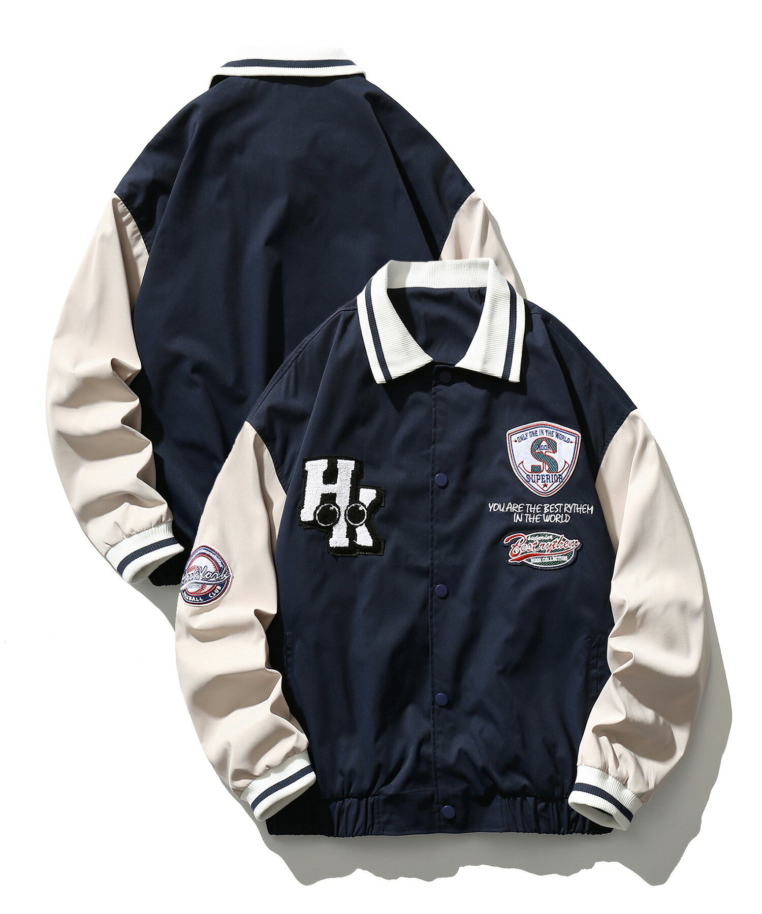 COACH スタジャン風ジャケット Mサイズ グレー/ホワイト COACH スタジャン風ジャケット Mサイズ グレー/ホワイト