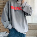 夏祭 トレーナー メンズ スウェット 長袖 ハーフジップ トップス ユニセックス 韓国 ライク オルチャン ペア お揃い 春 秋 冬 ビッグシルエット プルオーバー ロゴ 発泡プリント 【発砲プリントスウェット】