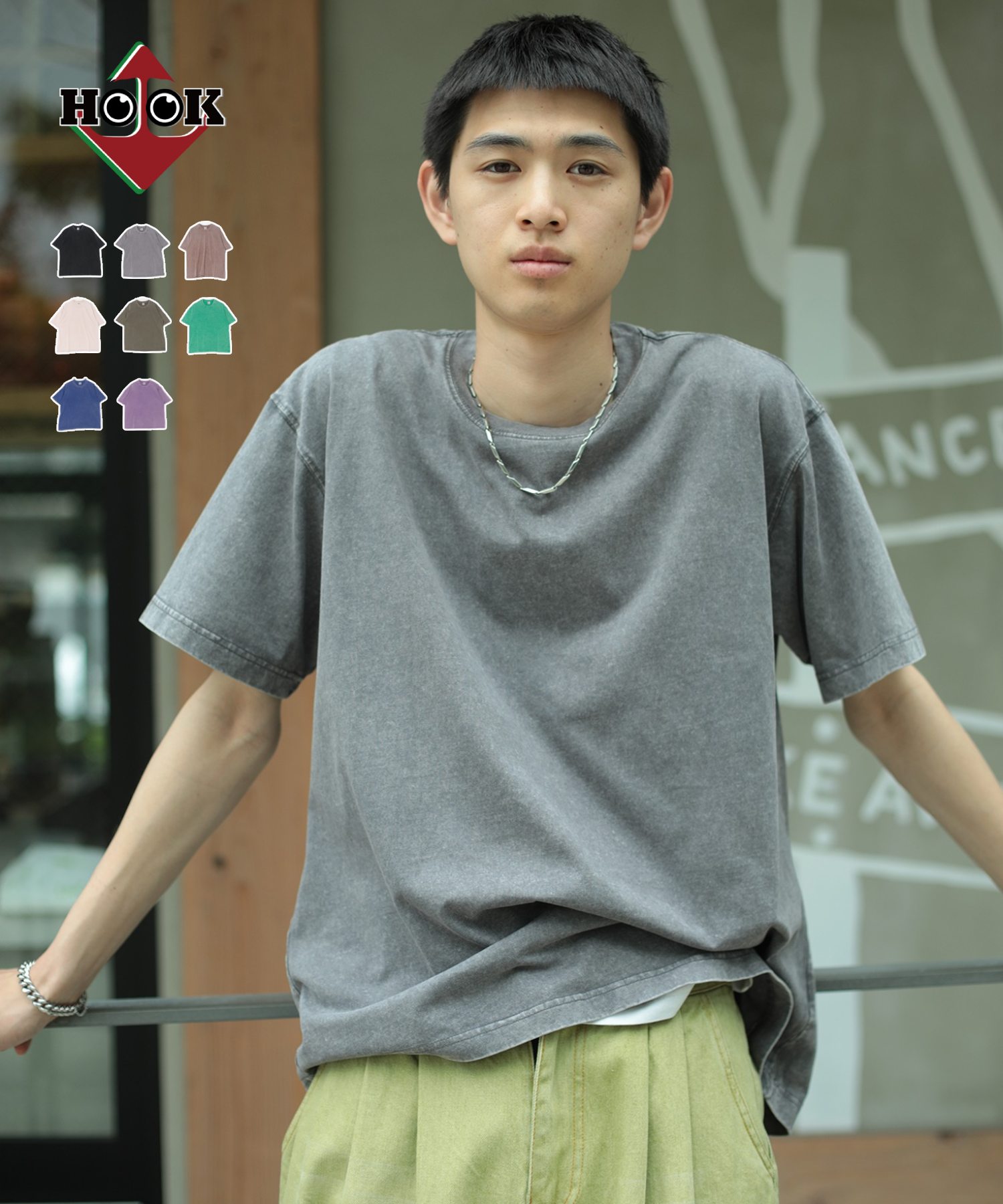 楽天aimohaスーパーセール 【クリアランス価格★】 ウォッシュ加工tシャツ tシャツ メンズ 半袖 綿 ウォッシュ コットン 綿100％ レトロ お揃い 春 夏 ビッグシルエット レディース ビッグtシャツ オーバーサイズ ユニセックス 韓国ライク ストリート 6.8オンス【HOOK】