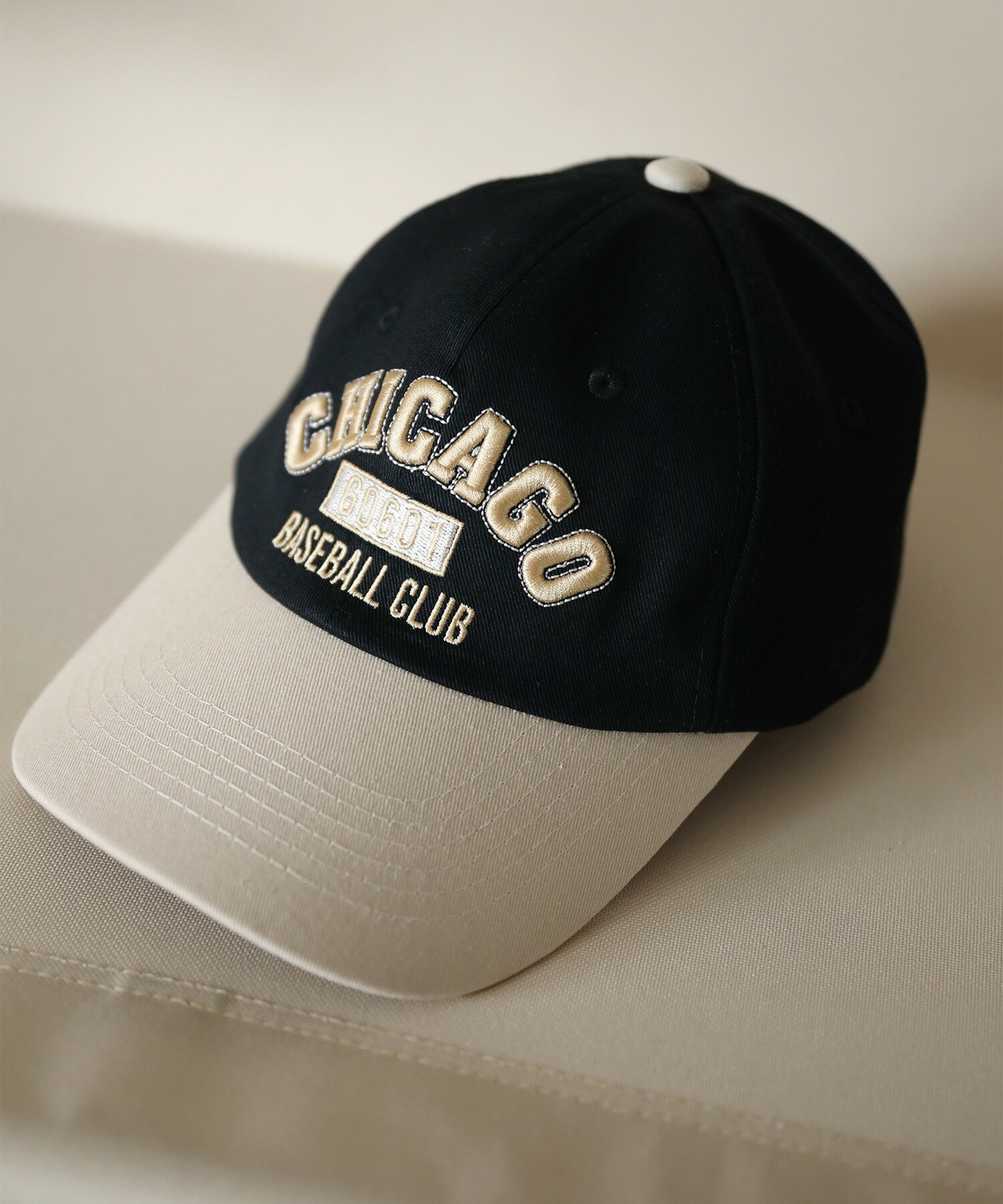 キャップ レディース CHICAGO 刺繍 カラーキャップ バイカラー 綿100% アンティーク 韓国 ライク 帽子 カジュアル ストリート メンズライク おしゃれ 日差し防止 UV防止 紫外線対策 【ハード・ソフト2タイプ】 3