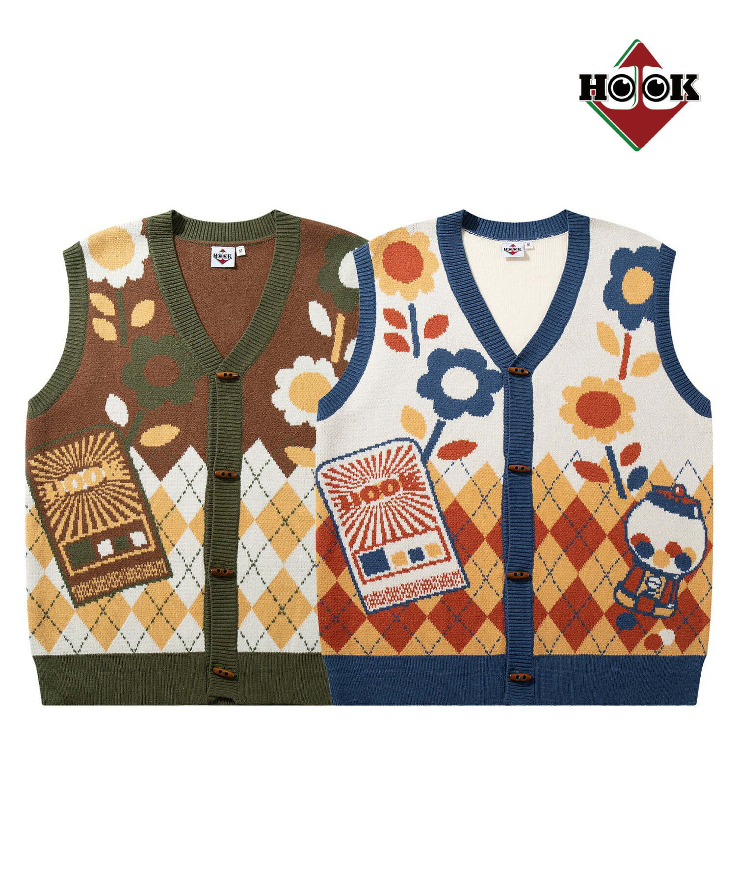 【2025AW】ベスト メンズ ニット Vネックニット ニットベスト セーター 前開き お揃い アーガイル レトロ ニットベスト ビッグシルエット メンズ レデ...