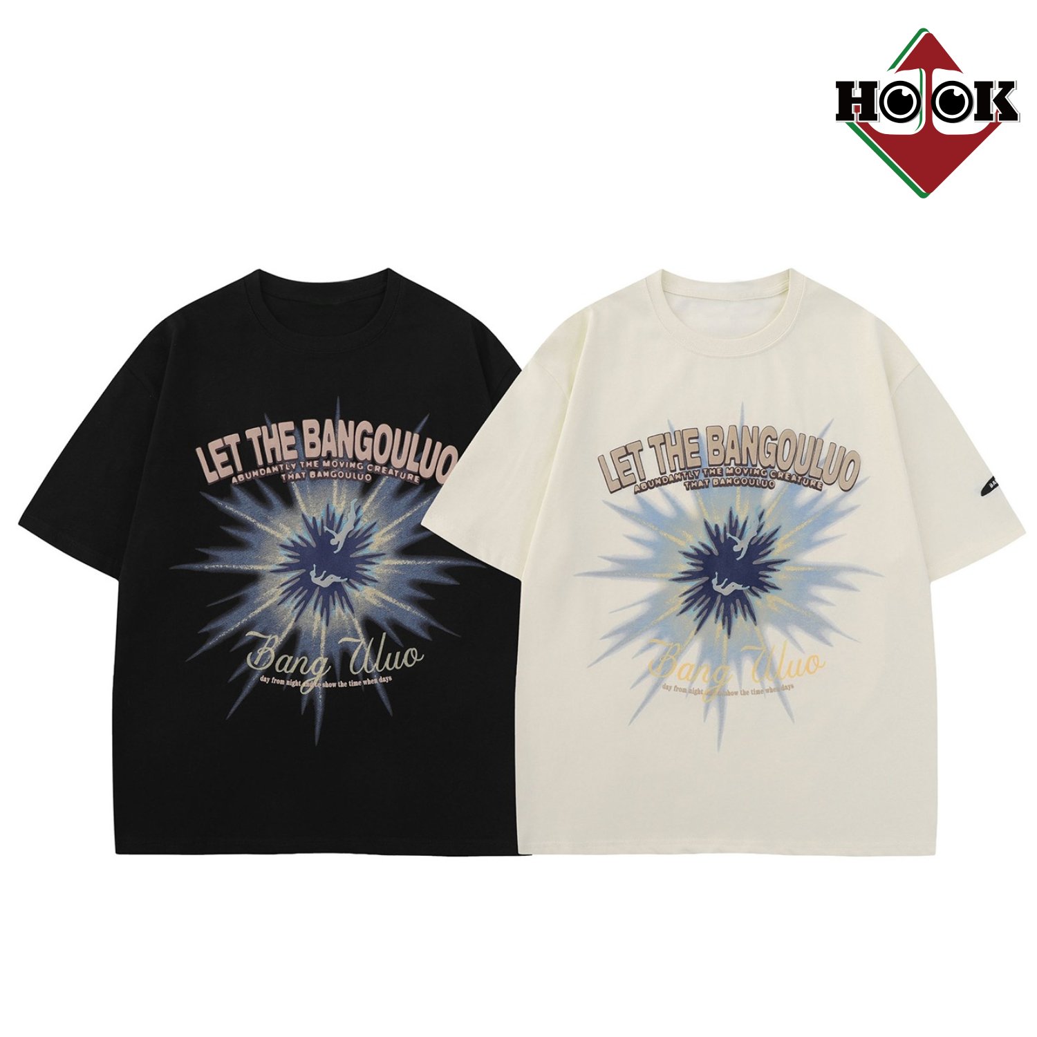 tシャツ メンズ レディース 半袖 ロゴ 綿100％ お揃い 服 春 夏 ビッグシルエット ビッグtシャツ オーバーサイズ ユニセックス 韓国ライク オルチャン アメカジ 個性的 ストリート【HOOK】のサムネイル