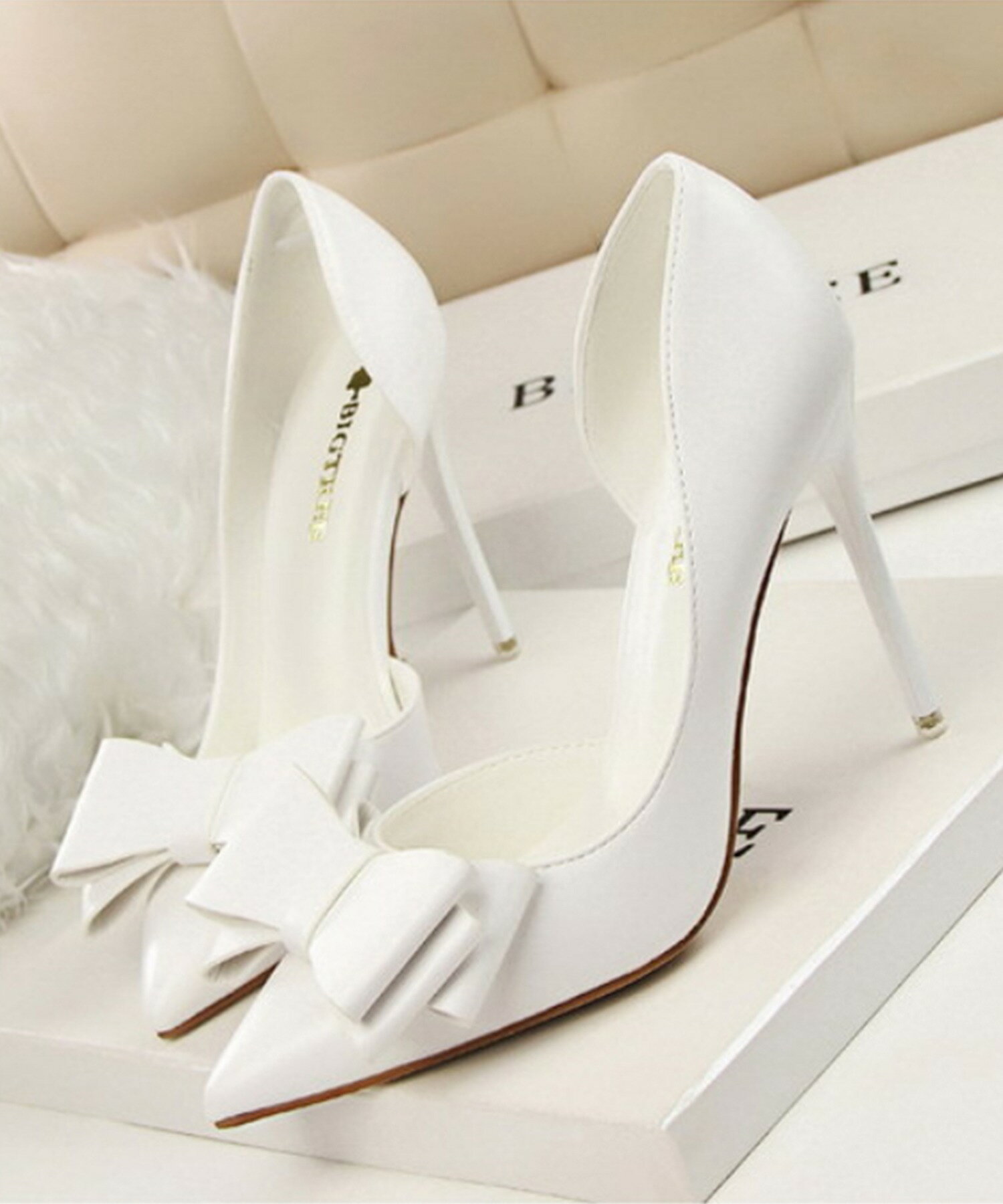 【CR】結婚式 パンプス ヒール ハイヒール ピンヒール ヒールパンプス パーティー ヒール10.5cm リボン ポインテッド セクシー 大人 ドレス イベント エレガント 大人 【ヒール10.5cmサイドオープンパンプス】