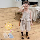 夏祭 【クリアランス価格】 セットアップ キッズ キャミソール ハーフパンツ 上下セット 半袖 かわいい フリル 綿90% 女の子 綿 コットン 韓国 ライク おしゃれ ベビー 子供服 子供 aimoha KIDS 【裾フリルキャミソールセットアップ】
