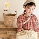 GWセール ブラウス キッズ 長袖 女の子 シャツ 綿 綿90% ギンガムチェック パフスリーブ トップス ナチュラル ボタン 韓国 ライク ノーカラー ベビー...
