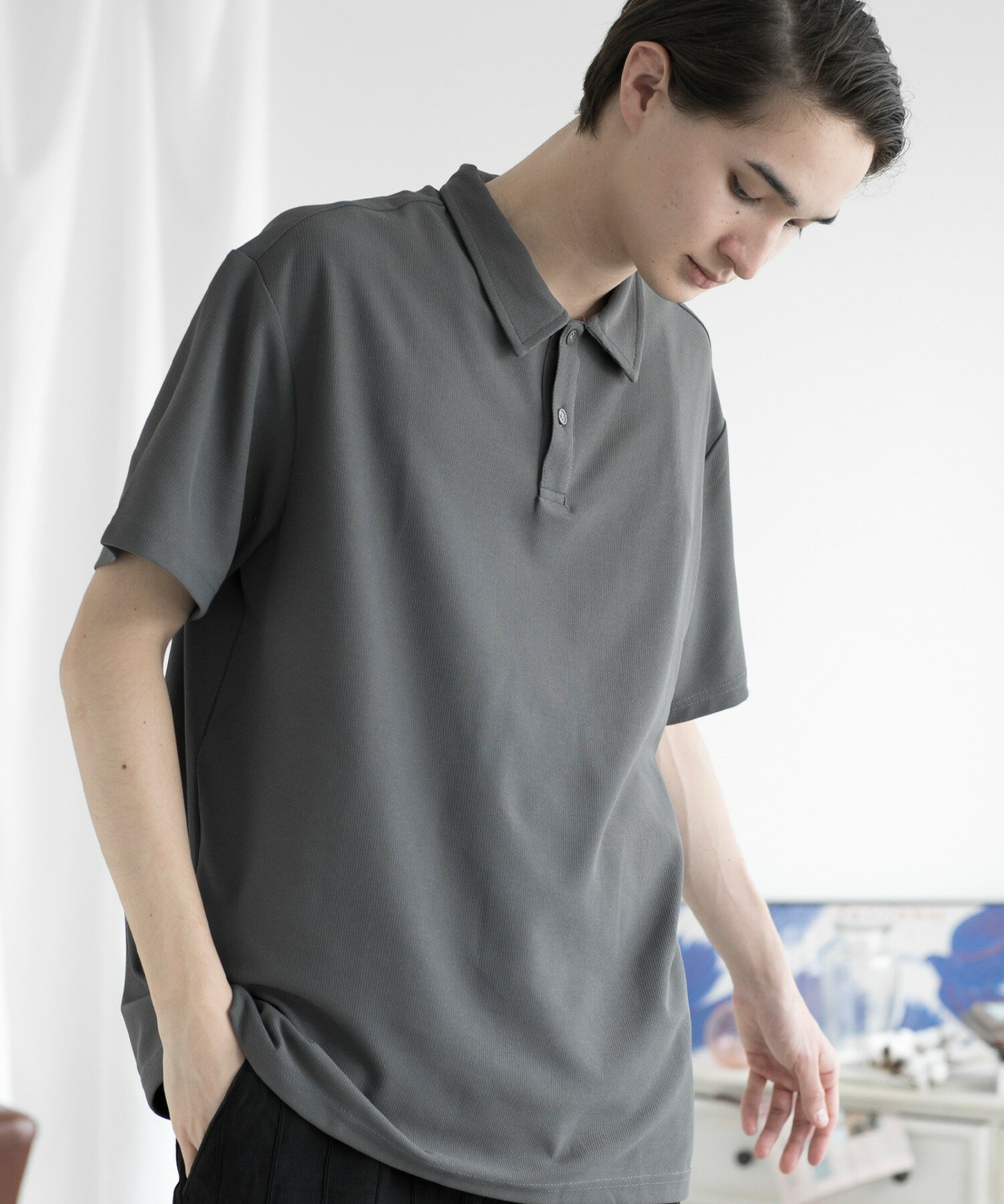 【SIMPLE POLO SHIRT】ポロシャツ メンズ 半袖 シンプル ハーフボタン カットソー ...