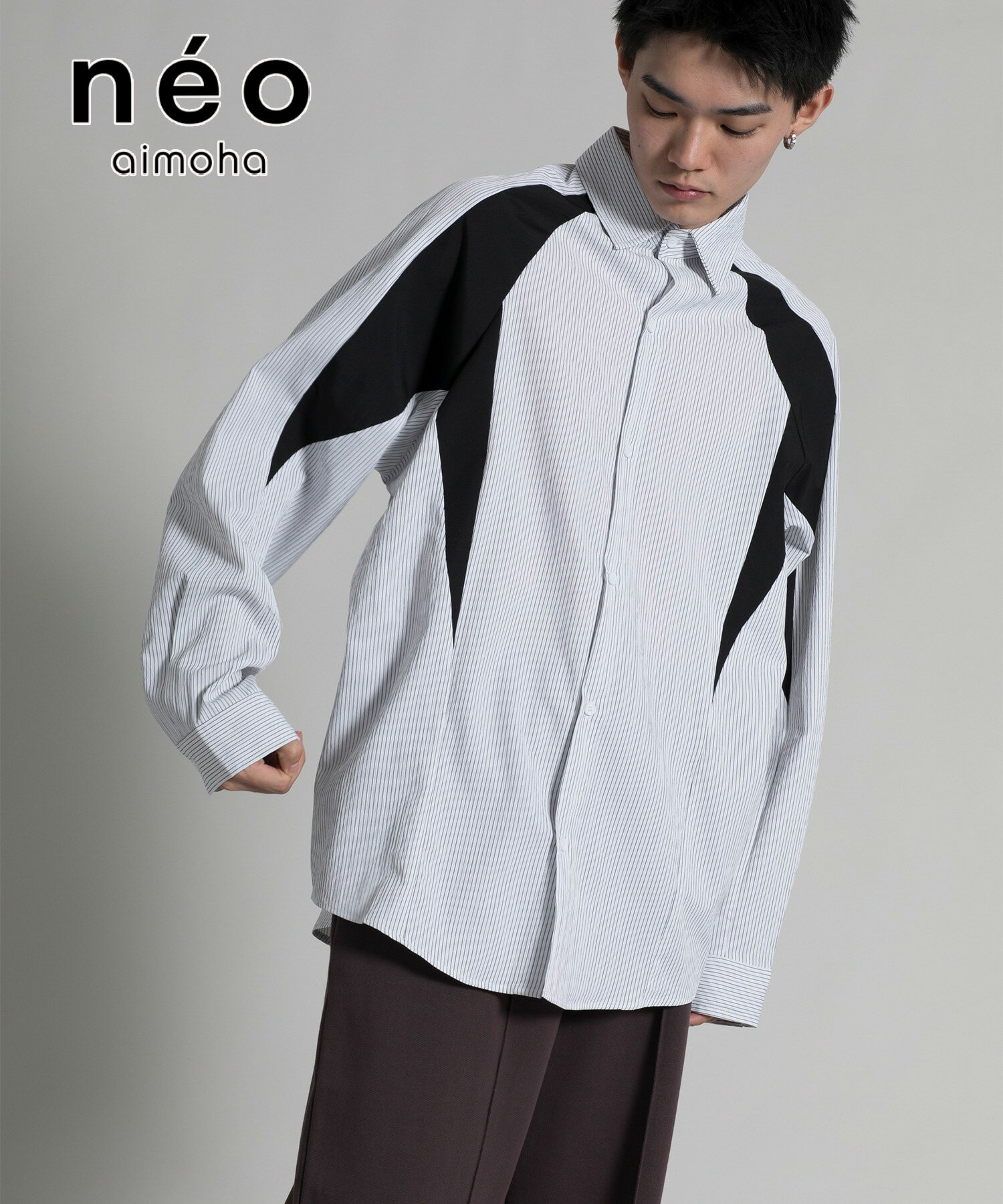 【Dynamic Color Block Shirt】シャツ メンズ 長袖 ストライプ ブロック アウター 羽織り トップス 春 秋 冬 韓国 ライク レディース おしゃれ デザインシャツ 【特徴的なデザインシャツ】【CR】
