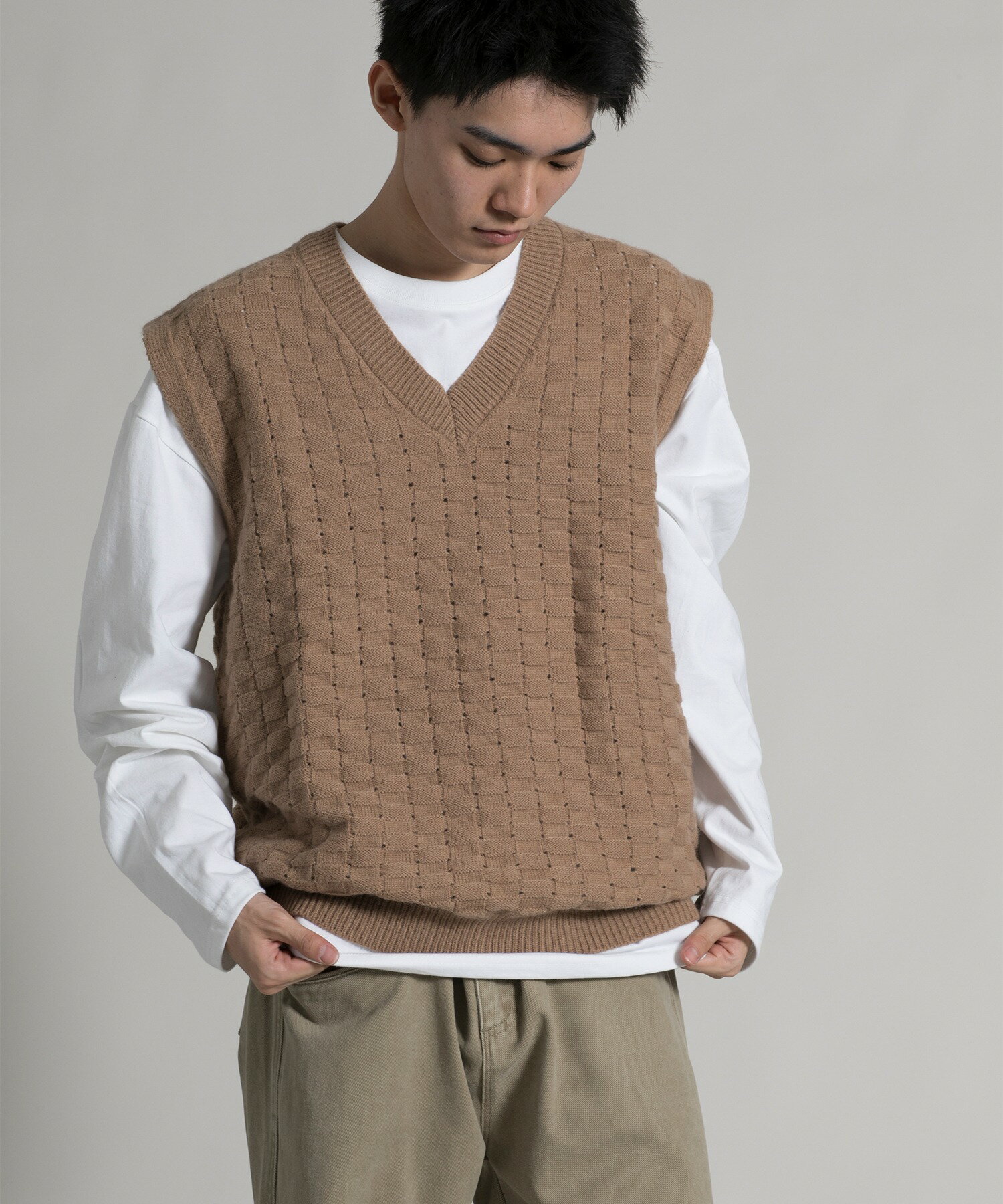 楽天市場】レディース ベスト（カラーベージュ）（ニット・セーター