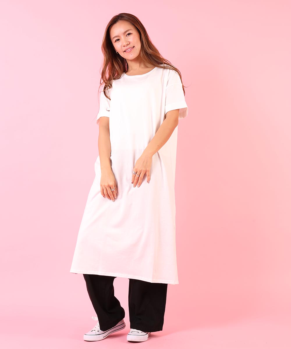 ワンピース レディース 半袖 春 tシャツワンピース スリット スリットワンピース ロングワンピース 綿 コットン ロング ゆったり 春 夏 春ワンピース 夏ワンピース マタニティー 新作 リラックス