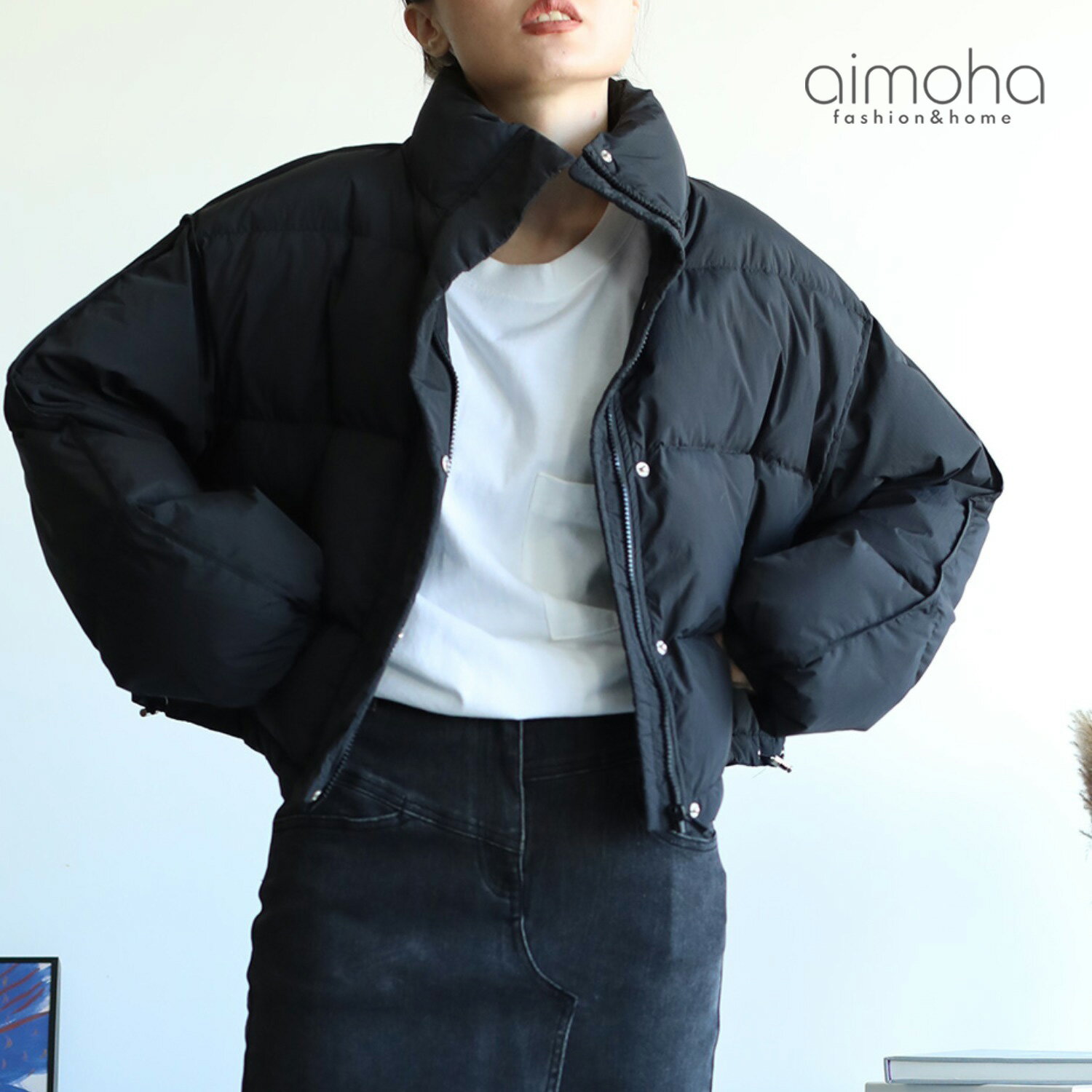 Down Coat - 中綿 ジャケット レディース ダウン ダウン50% コート ジャケット レディース ショート 中綿 あったか アウター 秋冬 暖か 韓国 ライク ドロップショルダー ダウンジャケット 【ミニ丈ドロップショルダーダウン/ ダウン50％】