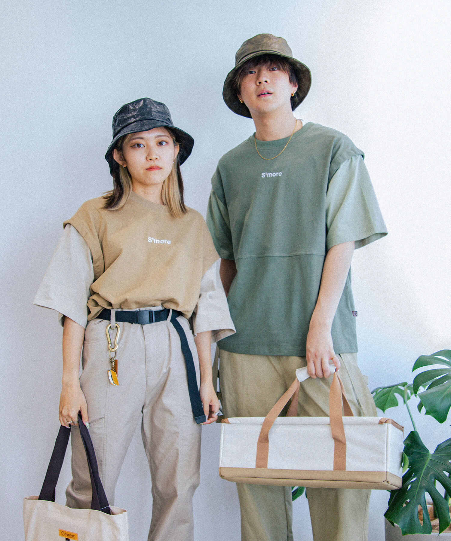 【 S'more / 2WAY REMOVABLE SLEEVE COTTON CREW NECK BIG S/S T-SHIRT 】 tシャツ...