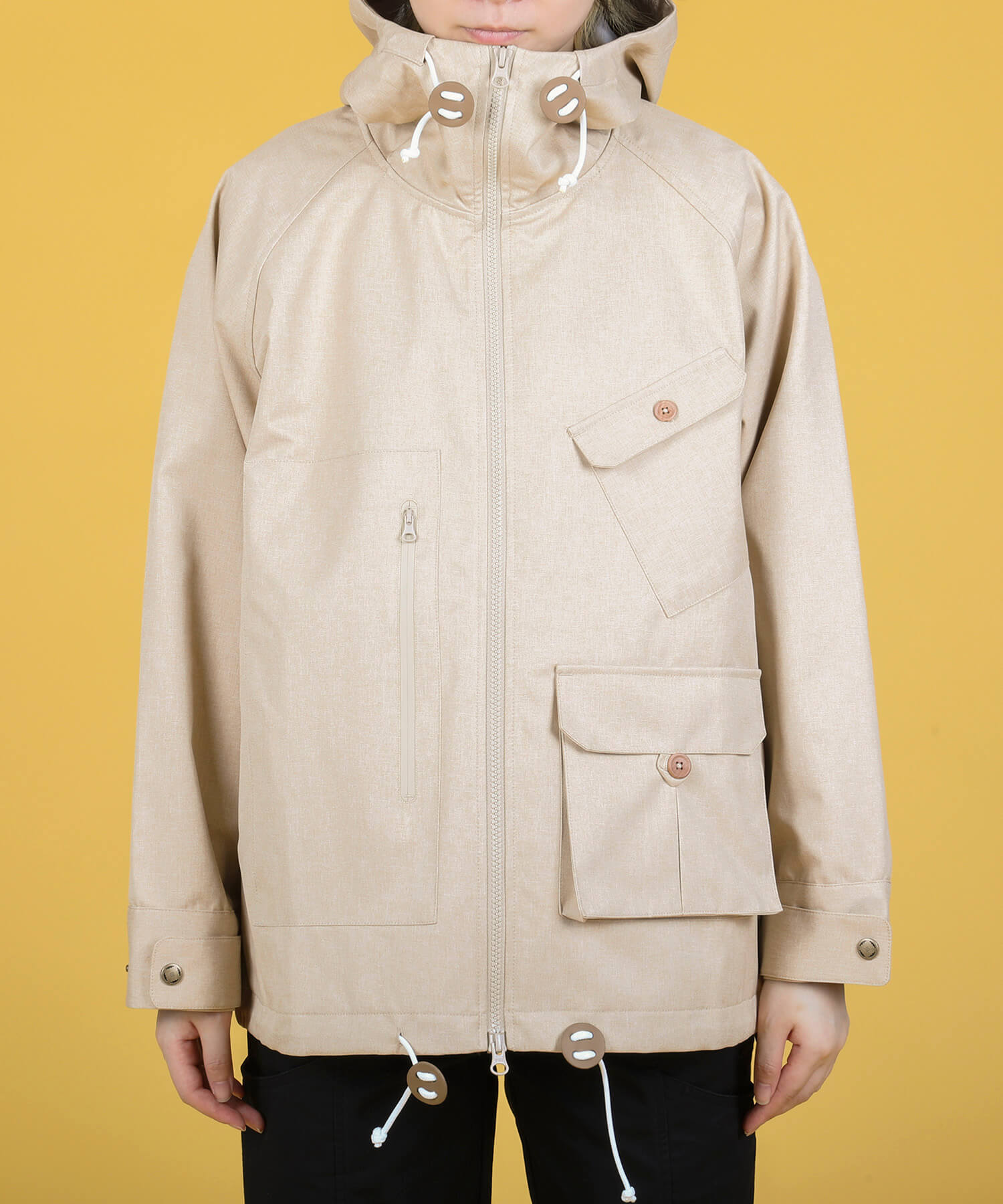 【 S'more / mountain jacket 】 マウンテンジャケット スモア パーカー レディース メンズ ユニセックス アウトドア ウェア ジャケット 防水性 防風 ナチュラル 可愛い おしゃれ フード【三面構造フードで顔まわりまでしっかりカバー】