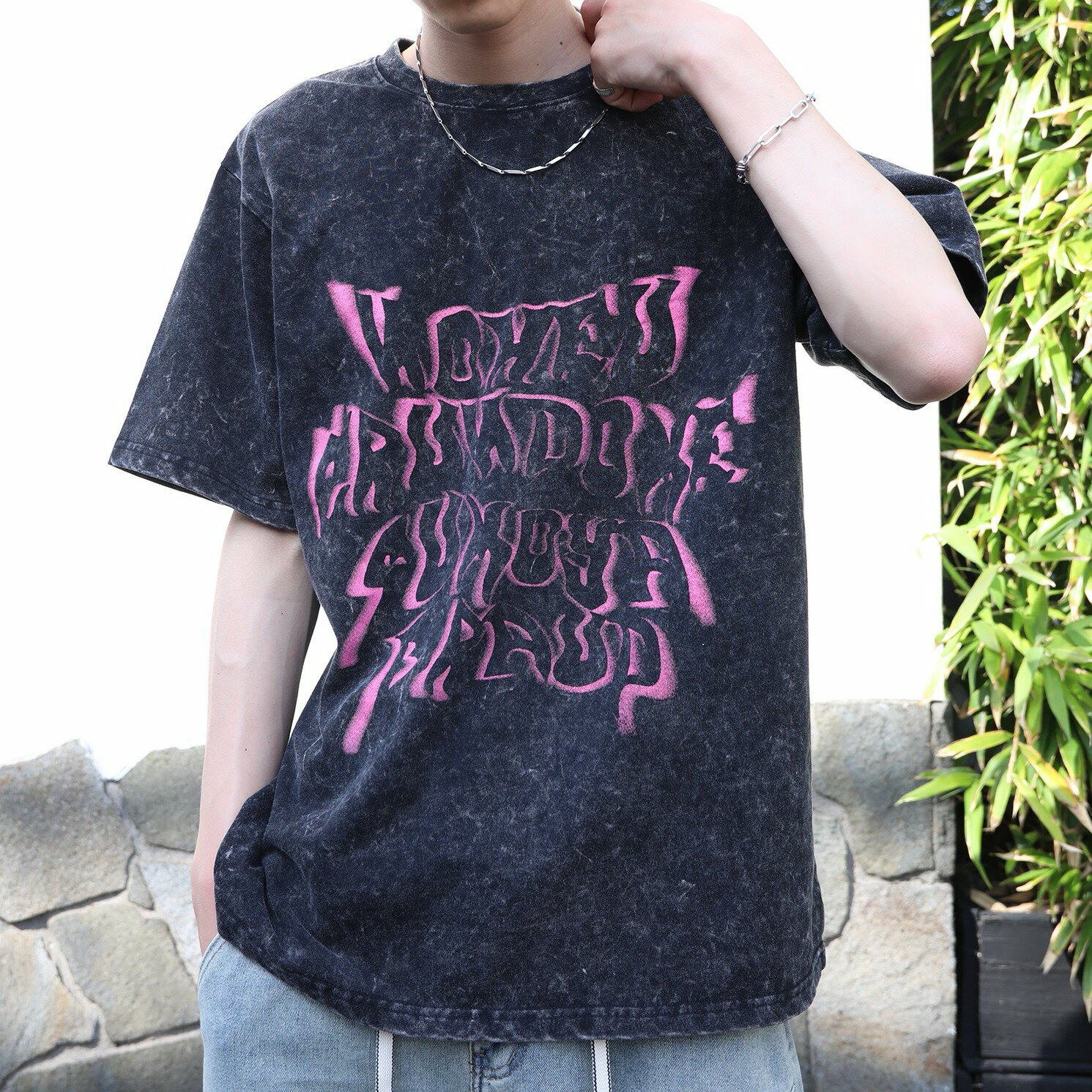 Rakuten - tシャツ メンズ 半袖 綿 コットン 綿100％ プリント お揃い 春 夏 ビッグシルエット レディース ビッグtシャツ オーバーサイズ ユニセックス 韓国ライク ストリート ウォッシュ加工【HOOK】