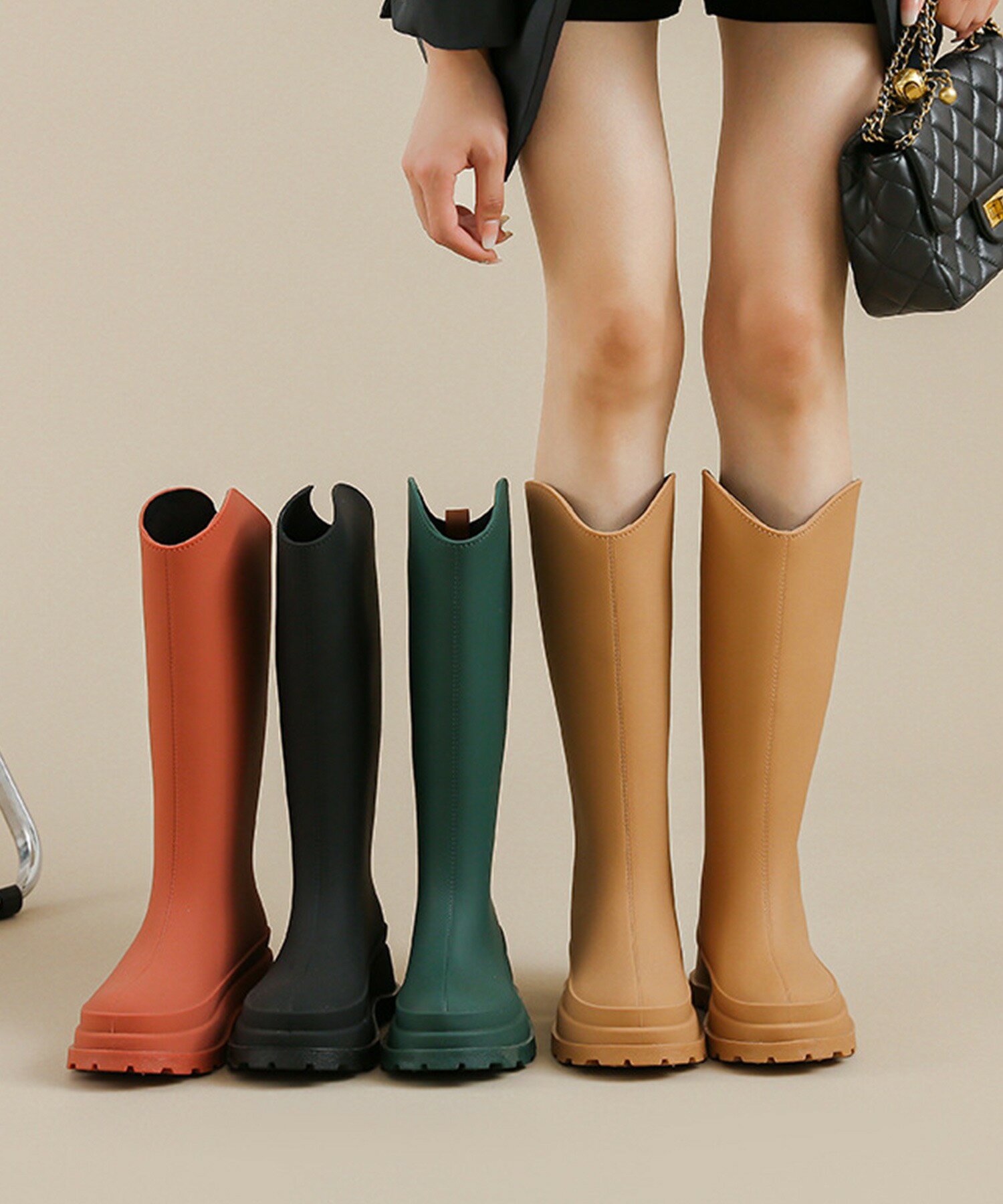ロングレインブーツ レディース レインブーツ ロング シンプル 大人 通勤 靴 完全防水 長靴 雨靴 20代 ..