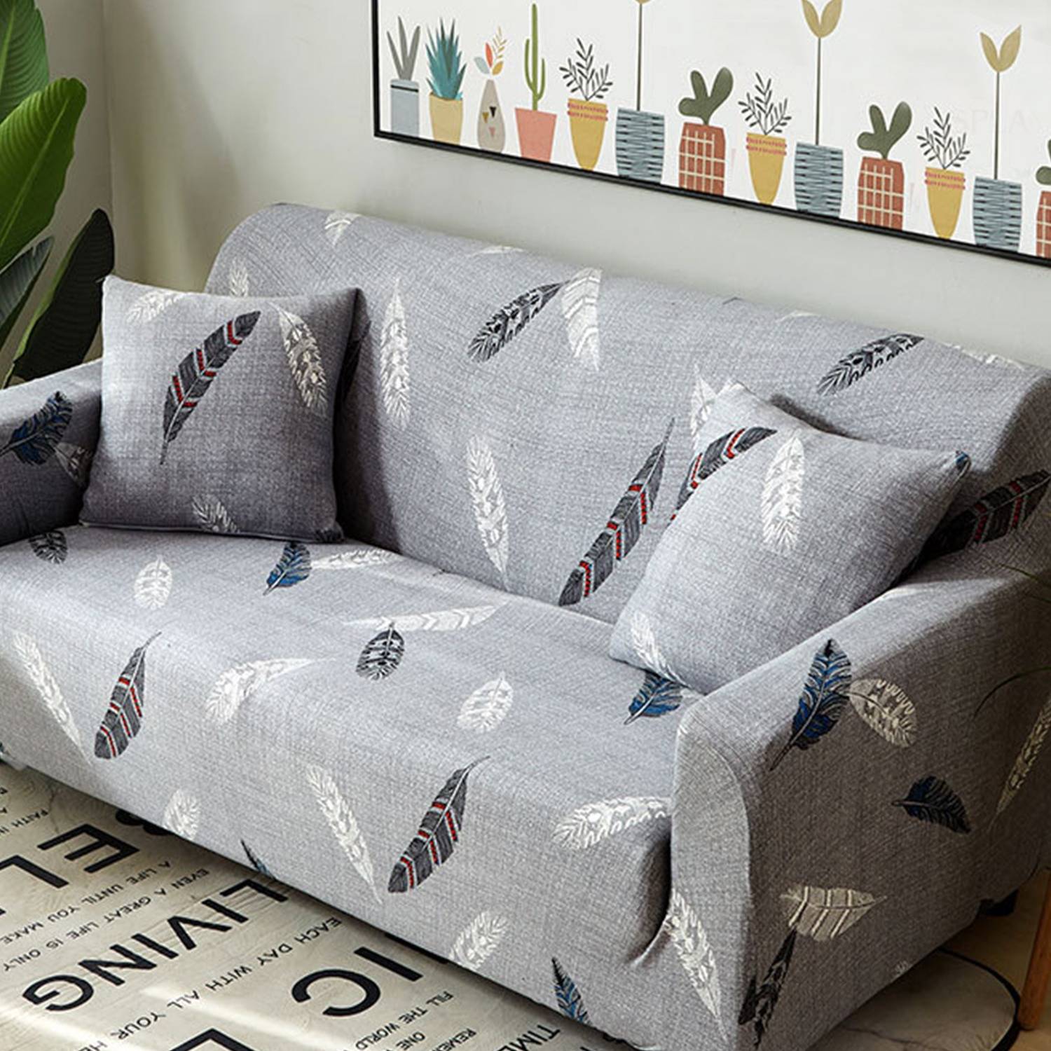 夏祭 ソファーカバー 2人掛け 肘付き ストレッチ 3人掛け かけるだけ かわいい ソファカバー 北欧 かけるだけ 伸縮性 ソファー カバー フィット 伸びる ストレッチ性 シンプル 簡単取付 洗える 洗濯可 【合わせやすいカジュアル柄】【ラッピング不可】