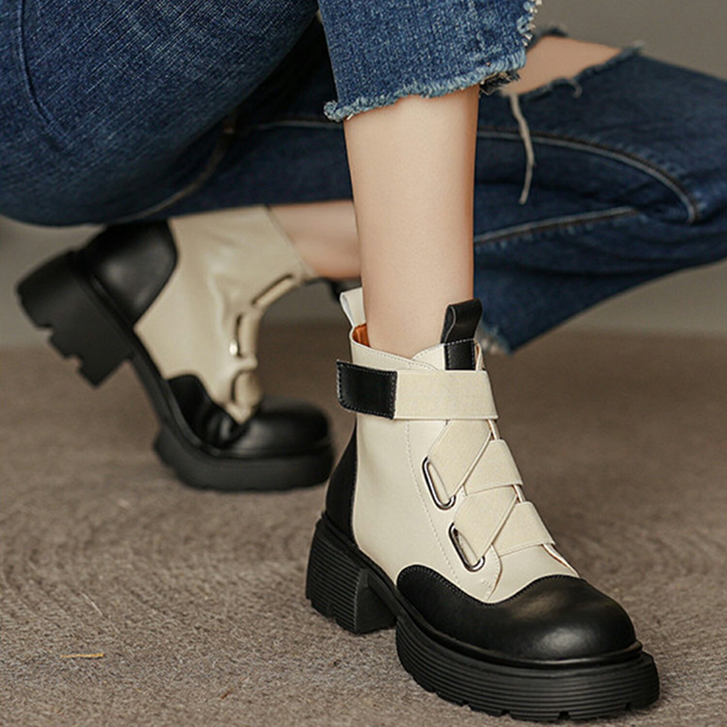 厚底ショートブーツ ショートブーツ 厚底 厚底ブーツ レディース 韓国 ライク アンクルブーツ ブーツ ..