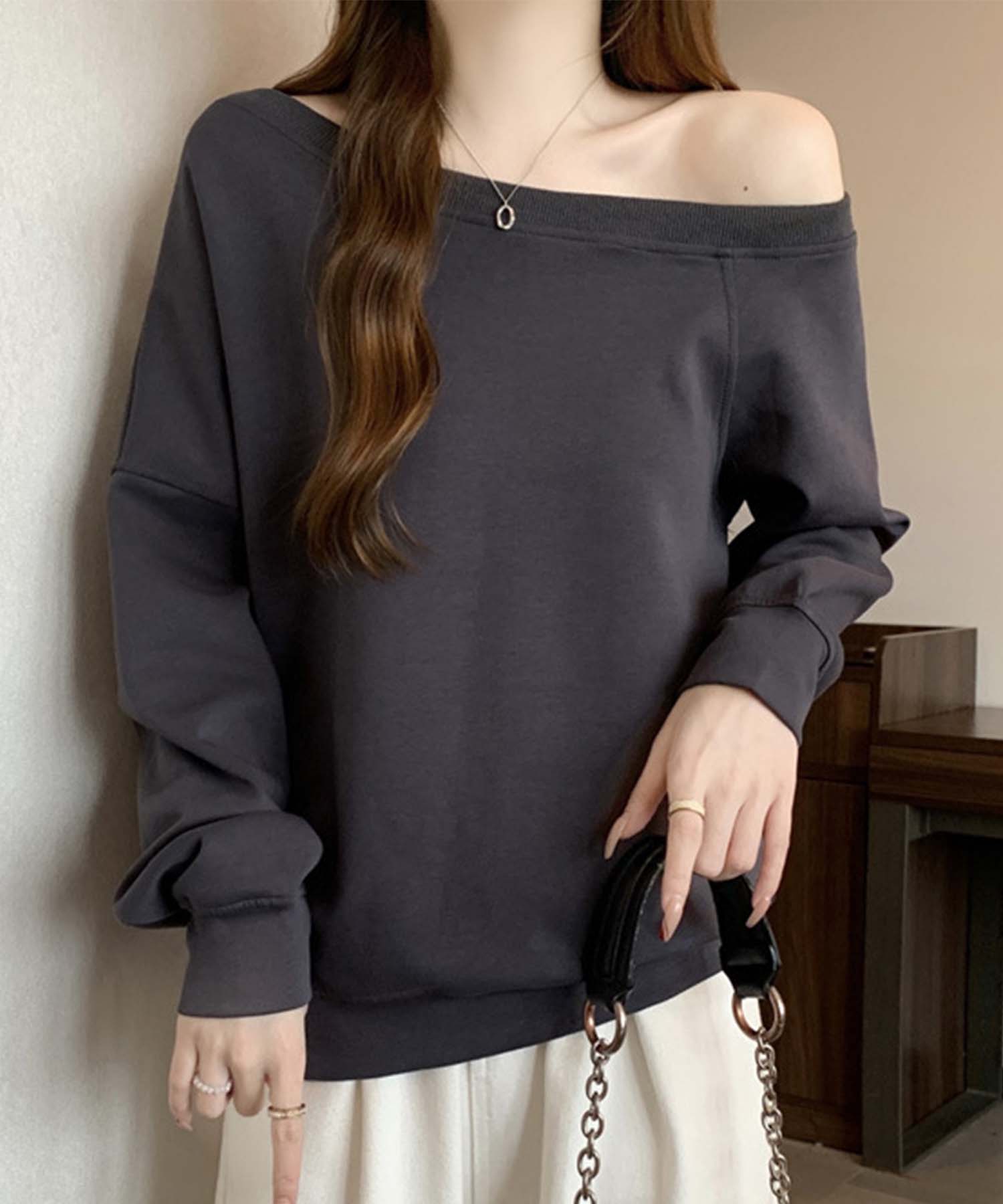 Rakuten - 【2025NEW】 【Jasmine】2WAY 肩見せ スウェット おしゃれ 美シルエット カジュアル モード感 着回し力抜群 デイリー トップス レディース 長袖