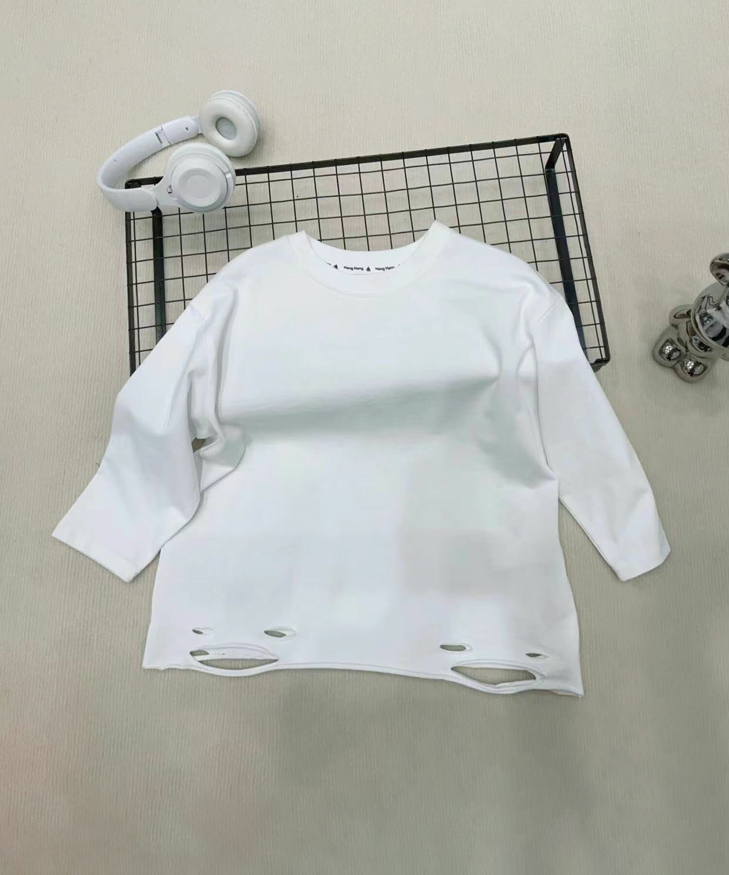 楽天aimoha5倍POINT 25％OFF&【2025NEW】 【aimoha KIDS】ダメージデザインロングスリーブTシャツ ストリート系 カジュアル モード系 ルーズシルエット トレンド感 快適素材 春夏 子供服