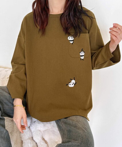 5倍POINT 25%OFFT&【2025NEW】 【Aimoha】パンダ刺繍ロングスリーブTシャツ レディース キュートなデザイン 胸元&裾に刺繍ポイント ソフトコットン素材 ゆったりシルエット カジュアルスタイル 日常 秋冬春 5倍POINT 25%OFFT&【2025NEW】 【Aimoha】パンダ刺繍ロングスリーブTシャツ レディース キュートなデザイン 胸元&裾に刺繍ポイント ソフトコットン素材 ゆったりシルエット カジュアルスタイル 日常 秋冬春