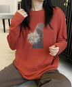 5倍ポイント 30%OFFクーポン 【2025NEW】 【Aimoha】プリントカジュアルロングスリーブTシャツ レディース ゆったりシルエット ソフトな肌触り 芸術的プリントデザイン シンプルカジュアルスタイル 快適な着心地 日常 おしゃれ