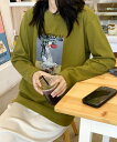 5倍ポイント 30%OFFクーポン 【2025NEW】 【Aimoha】かわいいイラストプリントロングスリーブTシャツ レディース 柔らか素材 カジュアルスタイル 個性あふれるイラストプリント ゆったりシルエット デイリーコーデに最適 日常 おしゃれ