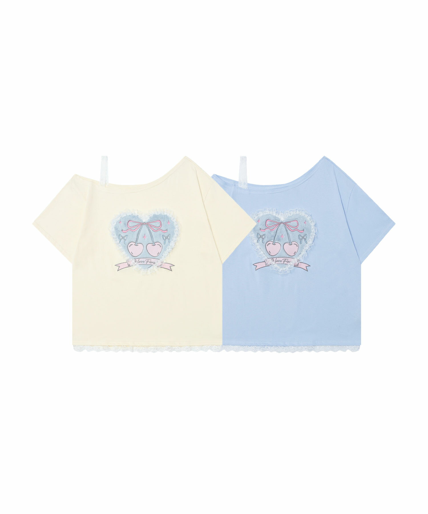 Rakuten - 【2025SU】【HOOK for girls】レースリボン ハートプリント Tシャツ レディース ガーリー デザイン レーストリム パステルカラー 日常 おしゃれ