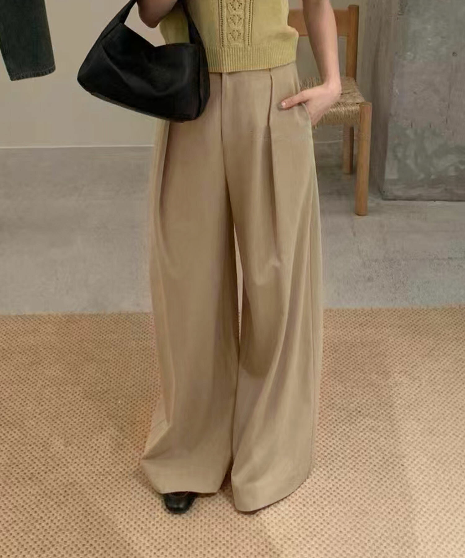 【Aimoha】ハイウエストワイドパンツ レディース 脚長効果 洗練シルエット 高品質素材 快適な着心地 エレガントな雰…