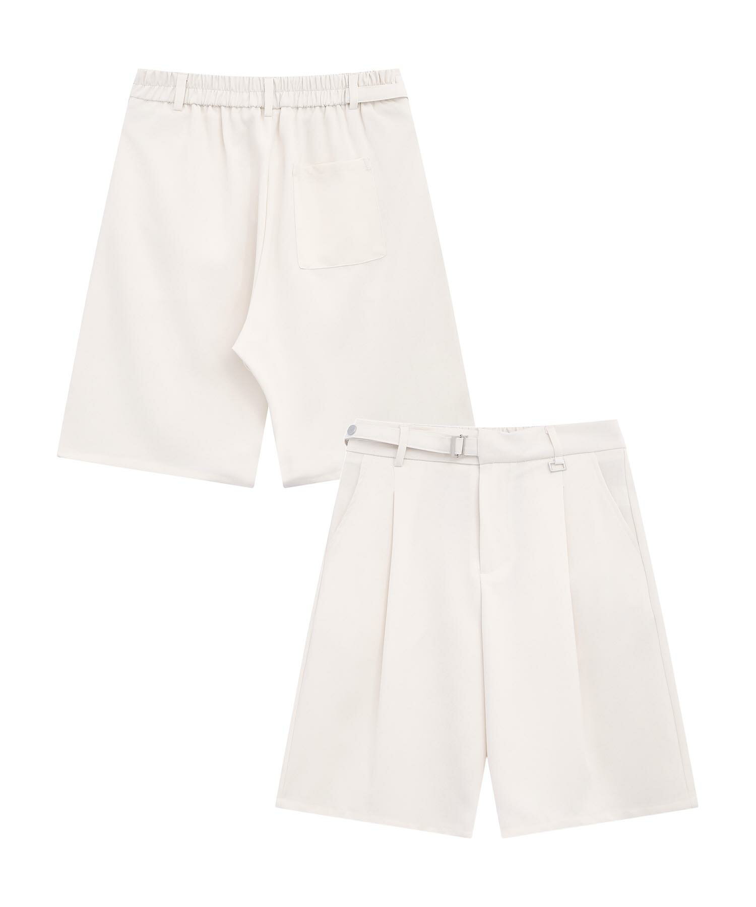 5倍POINT10%OFF＆【2025NEW】【aimoha men】調節ベルト付きタックショートス