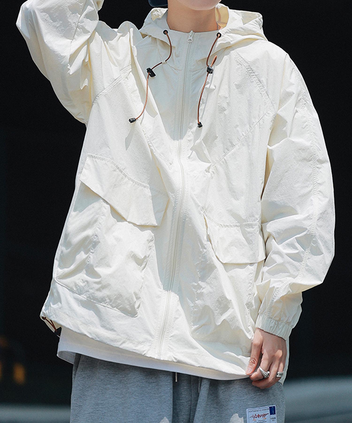 【2025NEW】 【aimoha men】ルーズフィットフードジャケット メンズ ゆったりシルエット フード付き 多機能ポケット カジュアルアウター おしゃれ