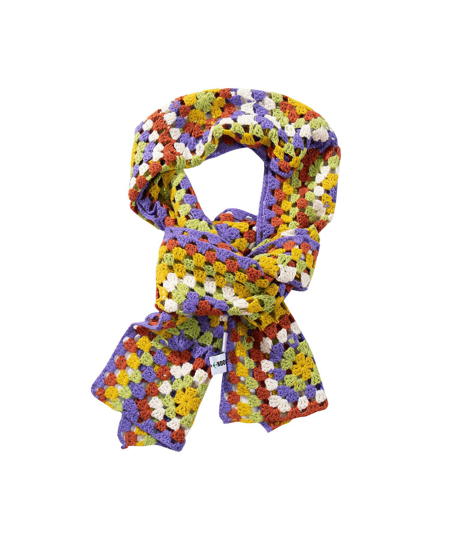 【2025AW】【HOOK -original-　配色ハンドニットクロシェマフラー】マフラー レディース チェック ライ..