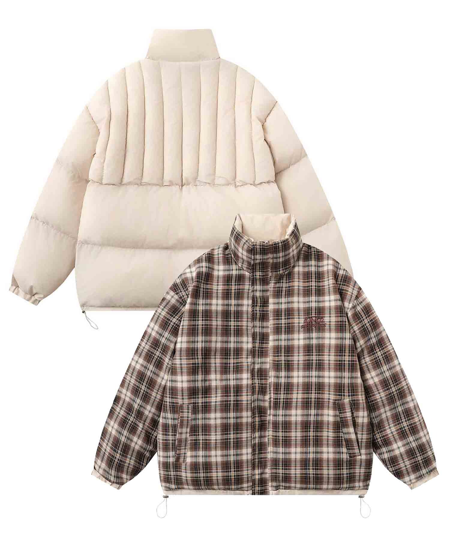 【AWCR】【HOOK -select-　リバーシブルチェック柄中綿ハイネックブルゾン】 中綿 ジャケット レディー..