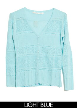 【お得なOUTLET★ITEM】Vネックレースニットカーディガン/アウター/ニット/ニットカーディガン/レースカーディガン/レース/ボタン/オフィスアイテム/レディース/レディス
