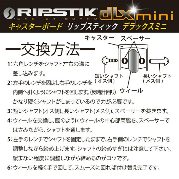 【ネコポス・送料無料】2個1セット [ RIPSTIK DLX mini WEEL 68mm @3400] リップスティック デラックスミニ用　専用交換ウィールセット BRAVEBOARD RIPSTER リップスター 3