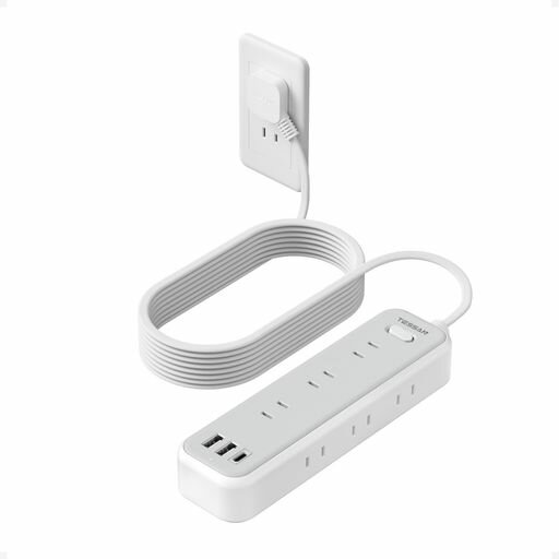 延長コード5m電源タップ薄型プラグusbたこあしコンセントテーブルタップTESSAN9個AC口2個type-Aポート1個USB-Cポート長い電源コードOAタコ足配線マルチ一括スイッチ付き壁掛け卓上