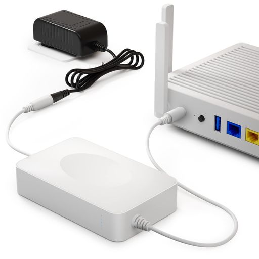 KERPU無停電電源装置UPSバックアップ電源、再生中にプレイされる非ストップ電源をサポートします。無停電電源装置9000MAHを使用して、モーターミトリWIFI電源を監視します。12V2Aバージョン