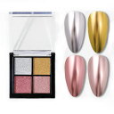 ミラーパウダーパレット固形ネイルパウダー4色セットミラーネイルパウダーゴールドシルバーピンクネイルアートジェルネイルレジンメタリックパウダーチップ付き(A)