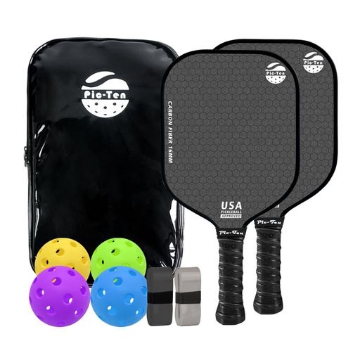 プロフェッショナルピックルボールパドルセット軽量カーボンファイバー製ピックルボール競技用ラケット..