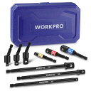 WORKPROインパクトグレードソケットアダプターソケットアダプターインパクト用9本組全長55~150mmユニバーサルエクステンション差込角6.35mm(1/4...