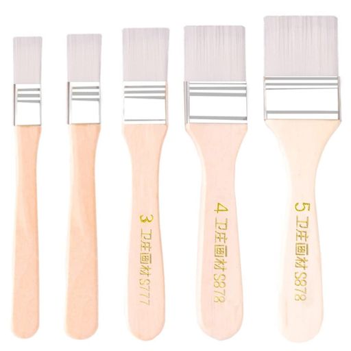 多用途刷毛5サイズセットペイント刷毛ナイロンブラシ木製ハンドル変形にくいペンキブラシ掃除、家具の..