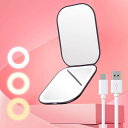 LEDミラー 1X/3X両面鏡 コンパクト 拡大鏡 携帯ミラー かわいい手鏡 折りたたみミラー 超軽量 女優ミラー 明るさ調節可能 持ち運び便利((ブラック)(4)