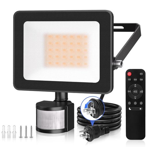CLY人感センサーライト屋外防犯LED投光器25W電球色3000LM2700KIP66防水作業灯フラッドライト超爆光【2025年最新改良リモコン操作無段階調光常時点灯機能本体センサー部もモード調整可能】自…