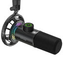 FIFINEUSBダイナミックマイクパソコンマイクプレステマイク単一指向性イヤホン出力端子ありゲーミングRGBライティングワンタッチミュートYouTubeSkypeDiscordZoom録音ゲーム実況ボイズチャット