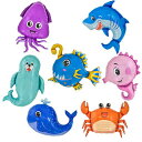 ED-Lumos7枚入れバルーンセット海の動物レッド誕生日パーティーアルミ風船誕生日パーティー飾り付け可愛い飾り物デコレーションキットプレゼント風船セット6年以...