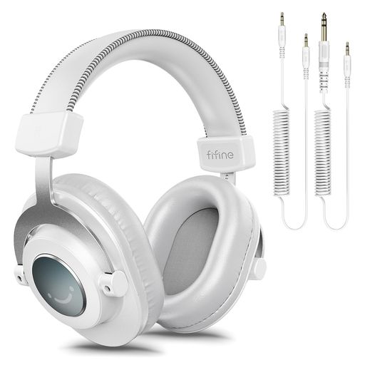 FIFINEモニターヘッドホンDJヘッドフォン有線3.5mm6.35mmケーブル密閉型ヘッドホンオーバーイヤーPC/ミキサー/オーディオインターフェース/ポータブルプレーヤー対応