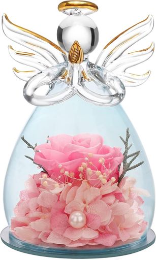 ZLTXMYプリザーブドフラワーバラプレゼントブリザードフラワーぶりざーどフラワギフトガラスエンジェルドーム母の日結婚祝い記念日誕生日白い日のプレゼント人気引越し祝い入学卒業い…