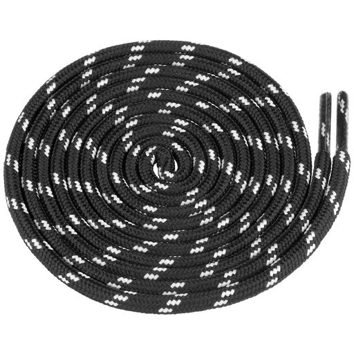 [Elerevyo]丸紐丸型シューレース丈夫ワークブーツ耐久性屋外靴ひもハイキング靴紐1組交換ブラックホワイト100cm