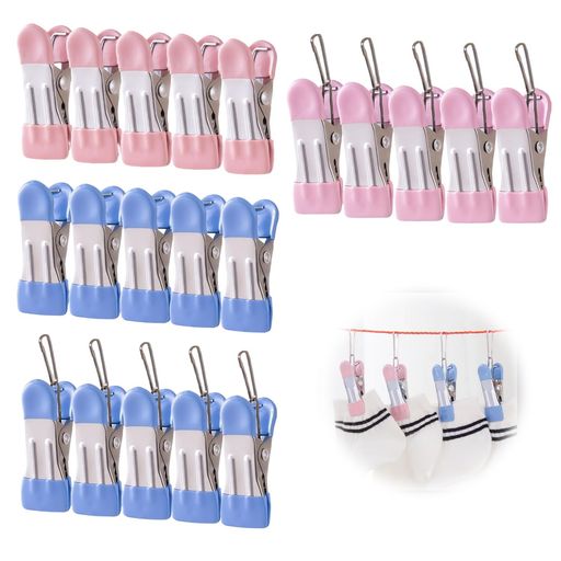 PAVIKEワイヤー洗濯バサミ20個モノクリップ洗濯バサミミニ洋服ペグモノクリップ強力ステンレス製べり止..