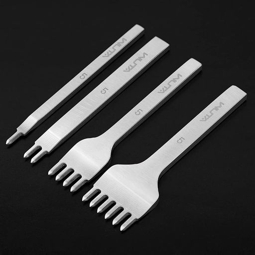 WUTA初代レザークラフト菱目打ちアップグレードレザークラフト工具4本鋼製穴あけツールセット皮革工芸DIY用手作道具(5mm1+2+4+6)