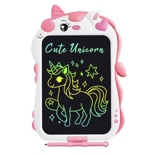 【かわいいユニコーンお絵かきボード】POPERFUN子供用ユニコーンお絵かきボードは、子供たちがのびのびとお絵かきや落書きができ、楽しく成長できます。子供たちはこの電子メモパッドで自分のアイデアを表現し、想像力を羽ばたかせることができます。このLCDお絵かきボードは、3歳から12歳の子供に最適なおもちゃで、誕生日プレゼント、学校の賞品、子供の旅行、学校の必需品の子供の贈り物に最適です。 【電池1本でOK】消費電力の少ない液晶画面を採用し、書き込みやお絵かきではなく、画面がクリアな時だけ電力を消費します。内蔵のCR2025電池は365日持つので、1日50回画面をクリアしても、1日100枚絵を描いても、電池切れになることはありません! 【安全で耐久性のある学習玩具】POPERFUNは常に素材と使用方法の安全性を重視しています。この子供用お絵かきボードは高品質のABS素材で作られており、エッジは丁寧に丸く加工されています。この子供用お絵かきボードのスクリーンは、耐衝撃性と耐落下性を備えており、使用中のいたずらによる落下や衝撃に耐えることができます。
