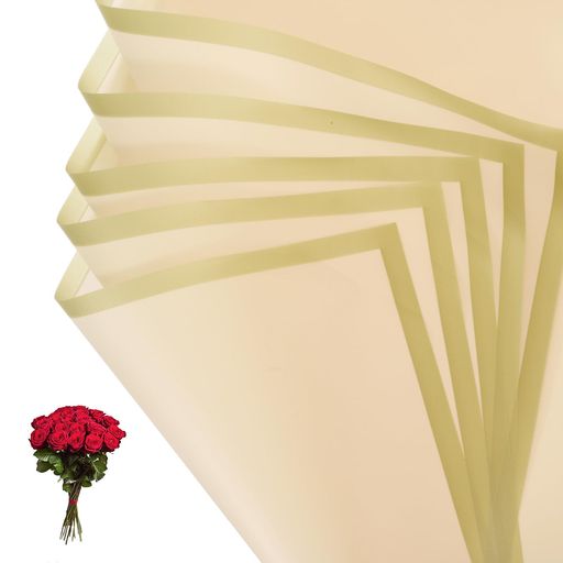 PATIKIL花ギフト包装紙20枚金色エッジ防水ブーケ用包装紙花屋用品パッケージング花柄ペーパー結婚式DIYクラフトバレンタインデー母の日ベージュ